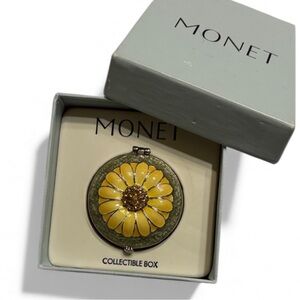 Monet Vintage Enamel Sunflower Trinket Collection Box